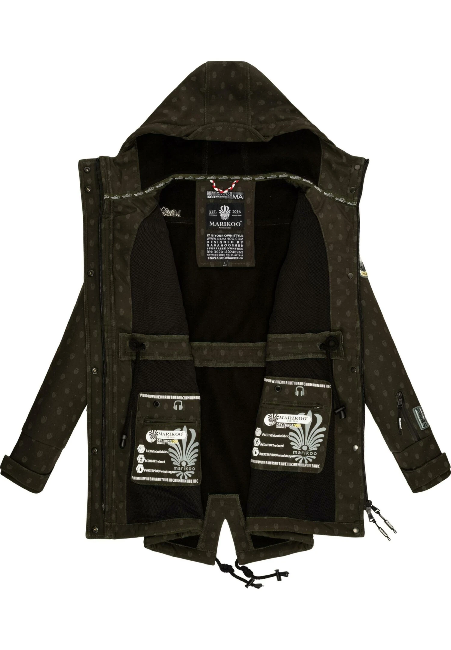 Marikoo Zimtzicke - Parka - Dark Olive W Print 4 Marikoo Zimtzicke - Parka - Dark Olive W Print - Imagen 4